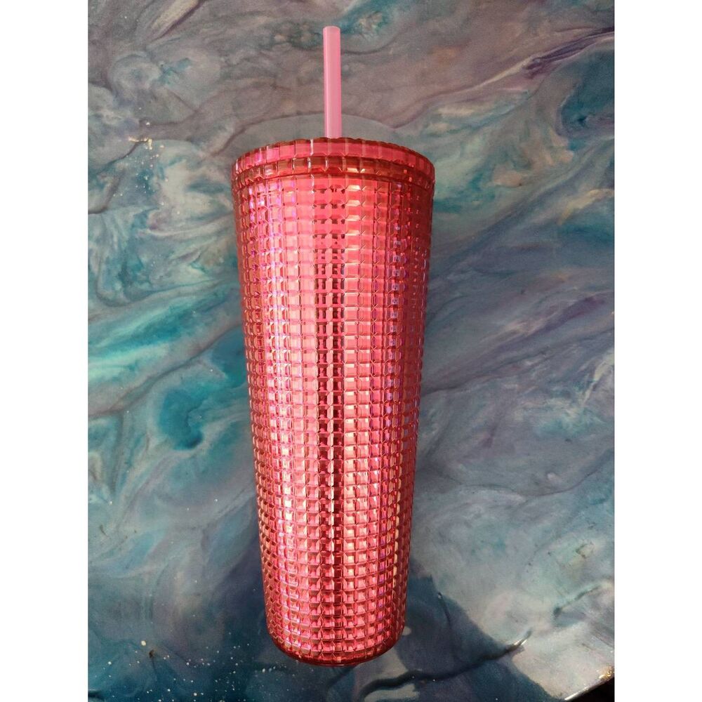 Double Wall Studded Hot Pink 24.5oz /725 ML Beverage Tumbler New